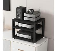 HPTHLY Hifi Racks4 Tier Open Audio Rack Component Cabinet For Home/Office/Theater Light Walnut 17.7" Wide (Black-3 Tiers-W45Cm/17.7)