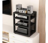 HPTHLY Hifi Racks4 Tier Open Audio Rack Component Cabinet For Home/Office/Theater Light Walnut 17.7" Wide (Black-4 Tiers-W45Cm/17.7)