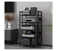 HPTHLY Hifi Rackshifi Racks 4/5/6 Tier Home Stereo Rack Cabinet, Freestanding Media Stand Corner Entertainment Centre Record Player/Speaker/Amplifier/Receive(Black-5 Tier-B)