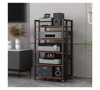 HPTHLY Hifi Rackshifi Racks 4/5/6 Tier Home Stereo Rack Cabinet, Freestanding Media Stand Corner Entertainment Centre Record Player/Speaker/Amplifier/Receive(Red-5 Tier-B)