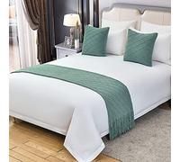 HPTHLY Hotel Bed Runners For King Size Bed 1 Piece Quality Bedspreads Solid Color Tassel Bed Runners & Scarves Modern Bed Throws For Foot Of Bed Qu(S07-Queen 24X90In)
