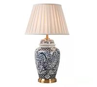 HPTHLY Jingdezhen Ceramics Table Lamp Chinese Blue And White Porcelain Table Lamp Living Room Bedroom Bedside Lamp Hotel Model Room Decorative Desk Lamp Larg(A)