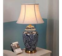 HPTHLY Jingdezhen Ceramics Table Lamp Chinese Blue And White Porcelain Table Lamp Living Room Bedroom Bedside Lamp Hotel Model Room Decorative Desk Lamp Larg(B)