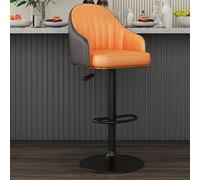 HPTHLY Kitchen Island Stool Grey Bar Stools With Back Counter Height Chairs Swivel Footrest Adjustable Modern Breakfast (/Orange-/Black Legs)