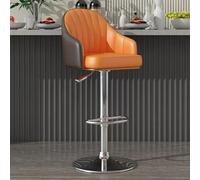 HPTHLY Kitchen Island Stool Grey Bar Stools With Back Counter Height Chairs Swivel Footrest Adjustable Modern Breakfast (/Orange-/Silver Legs)