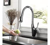 HPTHLY Kitchen Taps Mixer Pull Out Spray Chromerass Pull Out Kitchen Faucets 360 Rotate Kitchen Button Switch Two Exit Modes Spout Mixer Sink Tap Pull Out Taps for,Nero-Hose size 9
