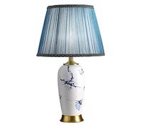 HPTHLY Lamp Ceramic Table Lamp Chinese Brass Ceramic Table Lamp, Desk Lamp Living Room Decorative Table Lamps With Blue/White For Family Bedroom Nightstand B
