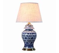 HPTHLY Large Oriental Ceramic Table Lamp 66 * 30Cm Bedroom Bedside Lamp Painted Blue And White Porcelain Desktop Lamp Mid Century China Antique Ceramics Desk(A)