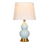HPTHLY Light Luxury Decorate Chinese Ceramic Table Lamp Modern Simplicity Cloth Cover Desk Light Hardware Illumination Night Lamp For Villa Study Bedroom Bed