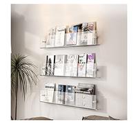 HPTHLY Magazine Holder Vinyl Records Holder 3-Pack Acrylic Magazine Rack Brochure Holder, Wall Hanging Bookshelf Brochure Display Stand, For Storage Flyer Literature Menu A(Clear-Length 110Cm)