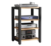 HPTHLY Media Stereo Cabinet Standav Media Stand 2/3/4/5 Tier Stereo Stand Cabinet Video Game Console Shelf Audio Video Shelving Hifi Dvd Rack Tower Holder Wo(Light Walnut-60X50X85Cm)