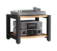 HPTHLY Media Stereo Cabinet Standav Media Stand 2/3/4/5 Tier Stereo Stand Cabinet Video Game Console Shelf Audio Video Shelving Hifi Dvd Rack Tower Holder Wo(Light Walnut-60X50X40Cm)