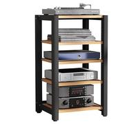 HPTHLY Media Stereo Cabinet Standav Media Stand 2/3/4/5 Tier Stereo Stand Cabinet Video Game Console Shelf Audio Video Shelving Hifi Dvd Rack Tower Holder Wo(Light Walnut-60X50X100Cm)