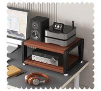 HPTHLY Media Stereo Cabinet Standdesktop Audio Stand Av Media Player Stand 2 3 4 Tier Hifi Racks Headphone Amplifier Stand Small Storage Rack For Home/Office(Teak-2Tier-L45Cm)
