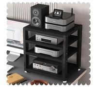HPTHLY Media Stereo Cabinet Standdesktop Audio Stand Av Media Player Stand 2 3 4 Tier Hifi Racks Headphone Amplifier Stand Small Storage Rack For Home/Office(Black-4Tier-L45Cm)