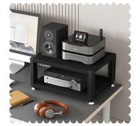 HPTHLY Media Stereo Cabinet Standdesktop Audio Stand Av Media Player Stand 2 3 4 Tier Hifi Racks Headphone Amplifier Stand Small Storage Rack For Home/Office(Black-2Tier-L45Cm)