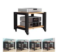 HPTHLY Media Stereo Cabinet Standheavy Av Media Stand 4-Tier Record Player Stand With Casters Audio Tower Hi-Fi Rack Cd Player Stand Adjustable Stereo Compon(Walnut-60X50X40Cm)