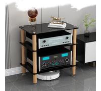 HPTHLY Media Stereo Cabinet Standheavy Duty Audio Component Rack 1/2/3/4 Tier Hifi Racks Av Media Stand Tempered Glass Shelves Stereo Storage Cabinet Shock-A(Black-3 Tier)