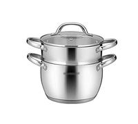 HPTHLY Mini Stainless Steel Small Steamer Soup Pot Dual-Purpose, Tempered Glass Cover, Induction Cooker Pot