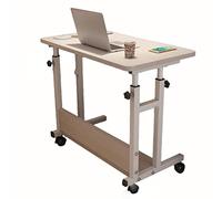 HPTHLY Mobile Overbed Desk Laptop Tray With Adjustable Height And Wheels Rolling Over Bed Computer Writing Table For Sit To Stand Workstation Portable Standi(Natural-60X40Cm)
