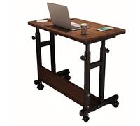 HPTHLY Mobile Overbed Desk Laptop Tray With Adjustable Height And Wheels Rolling Over Bed Computer Writing Table For Sit To Stand Workstation Portable Standi(Black-80X40Cm)