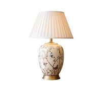 HPTHLY Modern Ceramic Table Lamp Chinese Classical Bedside Lamps Hand-Painted Flower And Butterfly Desktop Lamp With Fabric Lampshade For Living Room,Bedroom