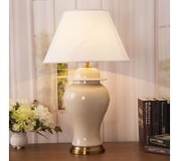 HPTHLY Modern Extra Large Ceramic Bedside Table Lamp, Contemporary Ice Cracks Desk Lamp With Fabric Drum Shade For Living Room Bedroom Nightstand House Home(B-40 * 80Cm)