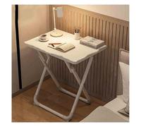 HPTHLY Modern Small Folding Table Space Saving Computer Desk For Home Office With Rounded Curved Edges And Footrest Compact Writing Workstation (White-70X50X72Cm)