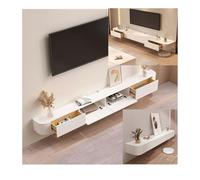 HPTHLY Modern Wall Mounted Tv Console 180Cm Solid Wood Floating Tv Stand White Entertainment Unit Stylish Media Storage Bench For Living Room Large 280Cm Tv (Blanc-280Cm)