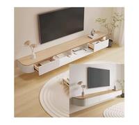 HPTHLY Modern Wall Mounted Tv Console 180Cm Solid Wood Floating Tv Stand White Entertainment Unit Stylish Media Storage Bench For Living Room Large 280Cm Tv (Couleur Bois-160Cm)