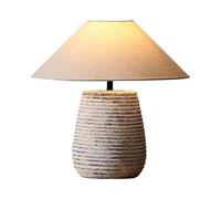 HPTHLY Neutral Ceramic Handcrafted Table Lamp American Bedside Lighting Farmhouse Rustic End Table Lamps With Fabric Drum Shade For Living Room Bedroom Study