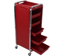 HPTHLY Professional Rolling Hairdressing Trolley With 6 Adjustable Levels & 5 Spacious Drawers - Perfect Salon Nizer And Beauty Storage Solution For Stylists (Singlecoloured-Rosso)