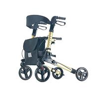 HPTHLY Rollator Walkers Walker,Lightweight Travel Walker Folding Rollator With Seat Transport Chair Dual Brake Adjustable Height 4 Wheels Mobility Aids For A(Gold)