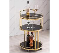 HPTHLY Rolling Serving Trolley Cart - Multi-Functional Storage Bar Cart For Drinks, Tea & Snacks On Wheels, Ideal For Home Entertaining & Parties (Champagne Black)