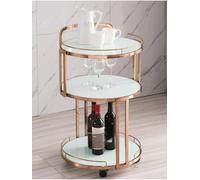 HPTHLY Rolling Serving Trolley Cart - Multi-Functional Storage Bar Cart For Drinks, Tea & Snacks On Wheels, Ideal For Home Entertaining & Parties (Rose White)