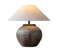 HPTHLY Rustic Brown Ceramic Table Lamps Farmhouse End Table Lamps With Beige Linen Shade Nightstand Lamp For Bedroom Living Room Home Office