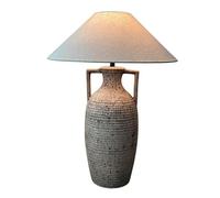 HPTHLY Rustic Farmhouse Ceramic Table Lamp Simple Textured Ceramic Nightstand Lamp 22.8In Tall Desktop Lamp With White Textured Shade For Living Room Bedroom