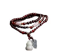 HPTHLY Silver Bracelet,Hand Chain Bracelet Feng Shui Gourd Wulou Gourd Bracelet Garnet Premium A-Level Jadeite Jade Gemstone Multi Layer Talisman Crystal Bra