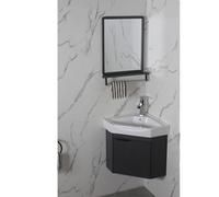 HPTHLY sinkModern Bathroom Vanity Sink Corner Mounted Small Bathroom Sink Cabinet Floating Wash Hand Basin with Cold and Hot Water Faucet for Small Spac with Mirror,51cm/20in-Grey