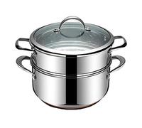 HPTHLY Small Steamer 304 Stainless Steel Three Layers Thickened 2 Double Layers 3 More 1 Layers Steamer Induction Cooker Soup Pot Household Gas Stove (17.5Cm)