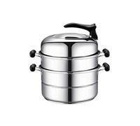 HPTHLY Stainless Steel Thickened Steamer 2 3 Layer Gas Cooker Household Steamer Small Soup Pot With Large Cooking (28Cm)