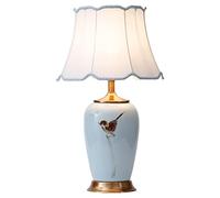 HPTHLY Table Lamp 24X14.2Inch Chinese Style Ceramics Bedroom Bedside Lamp Creative Hand-Painted Oriental Ceramic Table Lamp With Matching Shade Decorated Tab