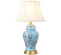 HPTHLY Table Lamp 27.1 Inch European-Style Living Room Decorative Lamp, Hand-Painted Flower And Bird Ginger Jar Nightstand Lamp Large Size Ceramic(A-69X40Cm)
