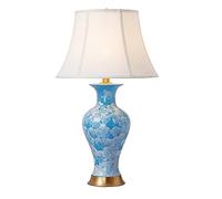 HPTHLY Table Lamp Ceramics Table Lamp Blue Glazed Bedroom Bedside Lamp Hand Painted Ceramic Chinoiserie Lamp For Living Room End Table Office Night Lamp(B)