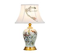 HPTHLY Table Lamp Desk Lamps Ceramic Table Lamp Bedroom Bedside Lamp Living Room Chinese Style Painted Flowers And Birds Study Table Lamp Ironwork Lamp Holde