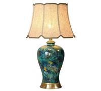HPTHLY Table Lamp Modern Antique Green Ceramic Desk Lamp 23.2" Bedroom Ginger Jar Lamp With Bell Lampshade,Simple Table Lamp For Living Room Home Office E26
