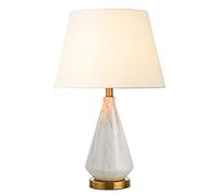 HPTHLY Table Lamp Simple Nordic Bedroom Bedside Table Lamp In Marble Pattern With White Fabric Lampshade American Living Room Coffee Table Lamp Large Table L