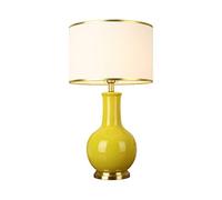 HPTHLY Table Lamp Study Reading Lamp, Vase Appearance Smooth Ceramics Copper Base Desk Lamp Simple Delicate Desk Lamp Hotel Apartment Desk Lamp H: 58-68Cm Re(Yellow-38 * 68Cm)