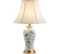 HPTHLY Table Lamp Table Light Nightstand Lamp 22.5" Ceramic Metal Table Lamp Contemporary Hand Painted Floral Bedside Nightstand Lamp For Bedroom Living Room(Button Switch-A)