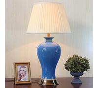 HPTHLY Table Lamps 66 * 35Cm Blue Large Oriental Ceramic Table Lamp Crystal Glaze Ceramic Table Lamp Bedroom Bedside Lamp Mid Century Vase Bedroom Desk Lamp(B)